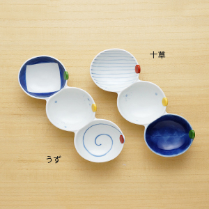 【和食器通販ショップ藍土な休日】伝平窯　仕切り皿　薬味皿　前菜皿