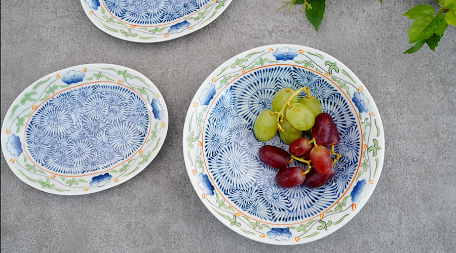 染錦渕唐草蛸唐草ナブリ菓子鉢 ［そうた窯］│煮物やサラダ、和え物