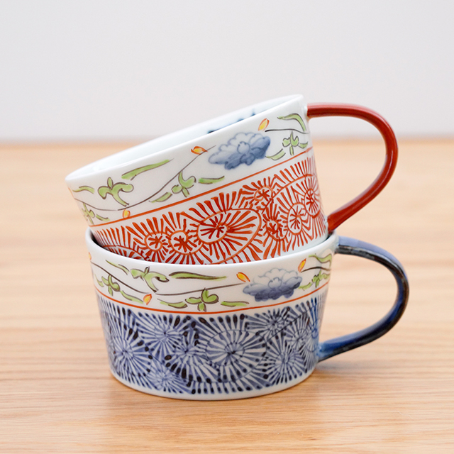 藍土　藍土な休日　和食器　通販　有田焼　そうた窯　唐草　染錦　スープカップ　カップ