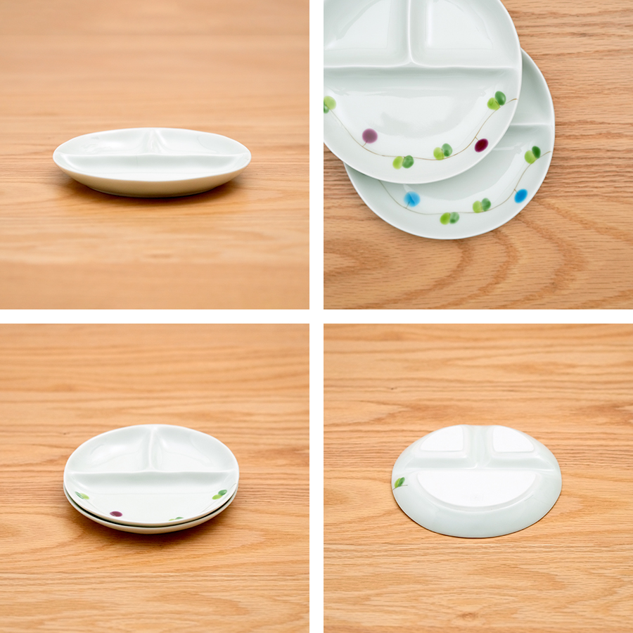 オリーブ仕切り皿（2色）［一峰窯］お子様にもおすすめの仕切り皿【和