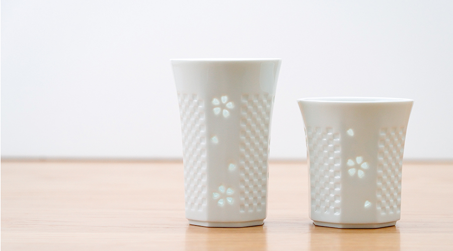 藍土　藍土な休日　和食器　通販　波佐見焼　丹心窯　水晶彫　タンブラー　ロックカップ　レリーフ