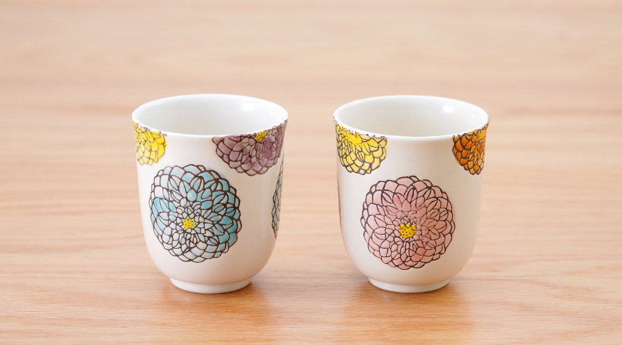 藍土　藍土な休日　和食器　通販　波佐見焼　菊祥陶器　花　ゆのみ　湯呑　カップ