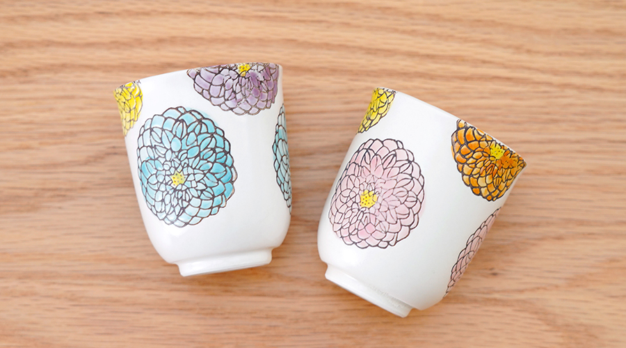 藍土　藍土な休日　和食器　通販　波佐見焼　菊祥陶器　花　ゆのみ　湯呑　カップ